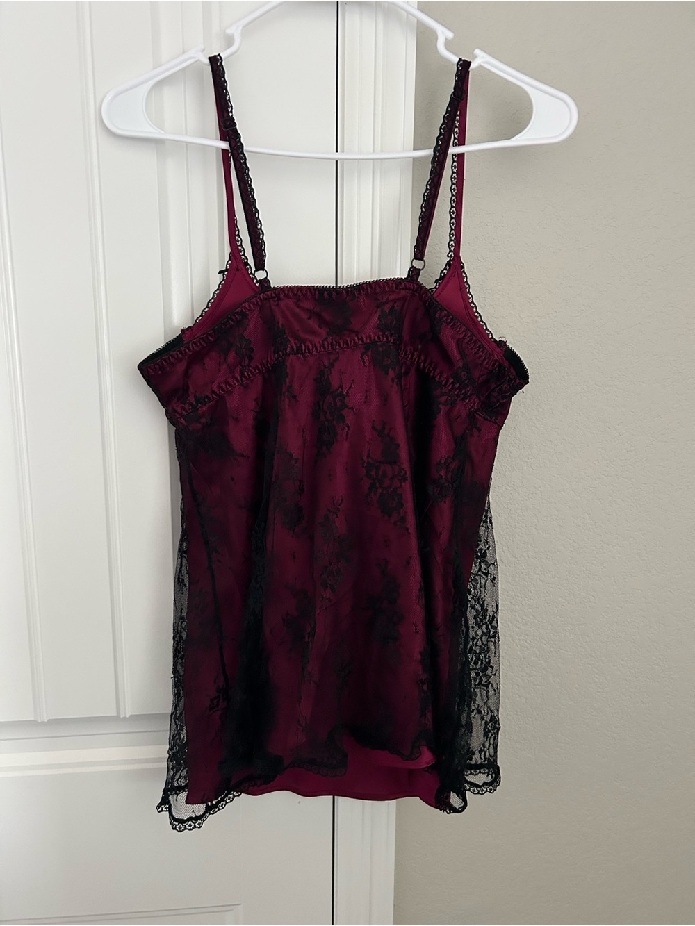 Plum Satin & Black Lace Top - Picture 4 of 4